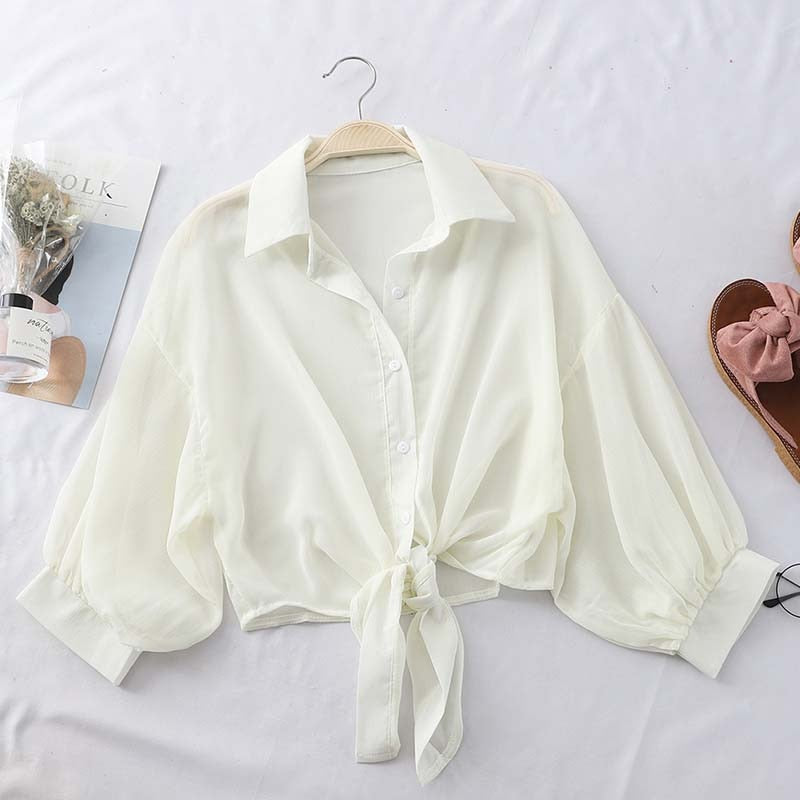 HELIAR Women blusa feminina Buttoned Up Shirts Women Office Lady Blouse Tied Waist Tops OL Blouses Shirts Women 2021 Summer