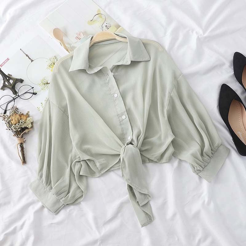 HELIAR Women blusa feminina Buttoned Up Shirts Women Office Lady Blouse Tied Waist Tops OL Blouses Shirts Women 2021 Summer