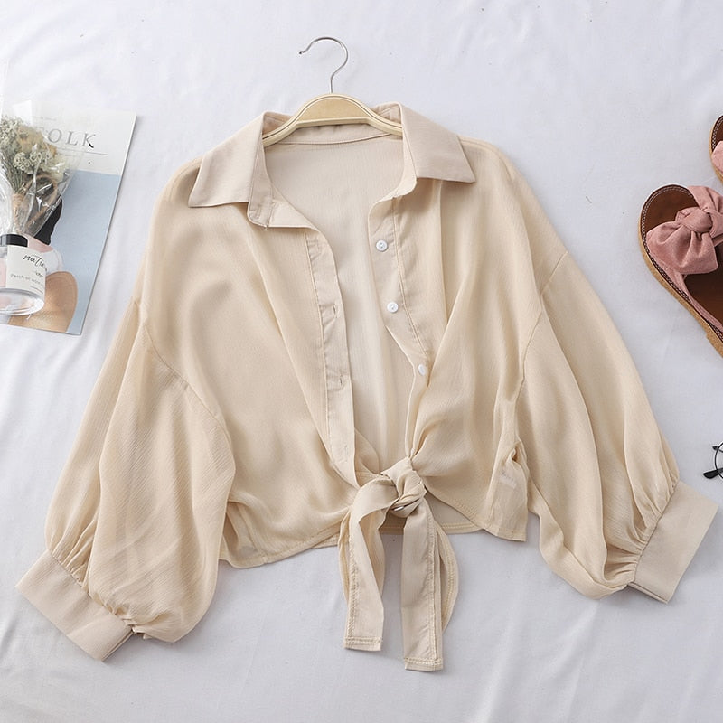 HELIAR Women blusa feminina Buttoned Up Shirts Women Office Lady Blouse Tied Waist Tops OL Blouses Shirts Women 2021 Summer