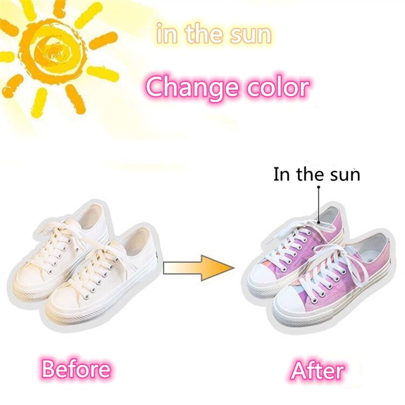 Women's Color Changing Canvas Shoes Trendy Fashion Versatile Low-top Lace-up Boarding Shoes Cute Fairy Colorful Kawaii Sneakers