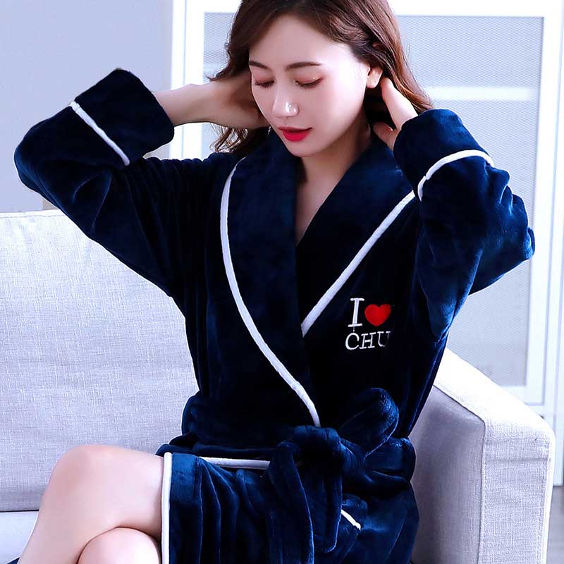 Women Robes Winter Warm Coral Fleece Nightdress Sleepwear Female Pajamas Home Clothes Floral Dressing Gron Kimono Hotel Bathrobe