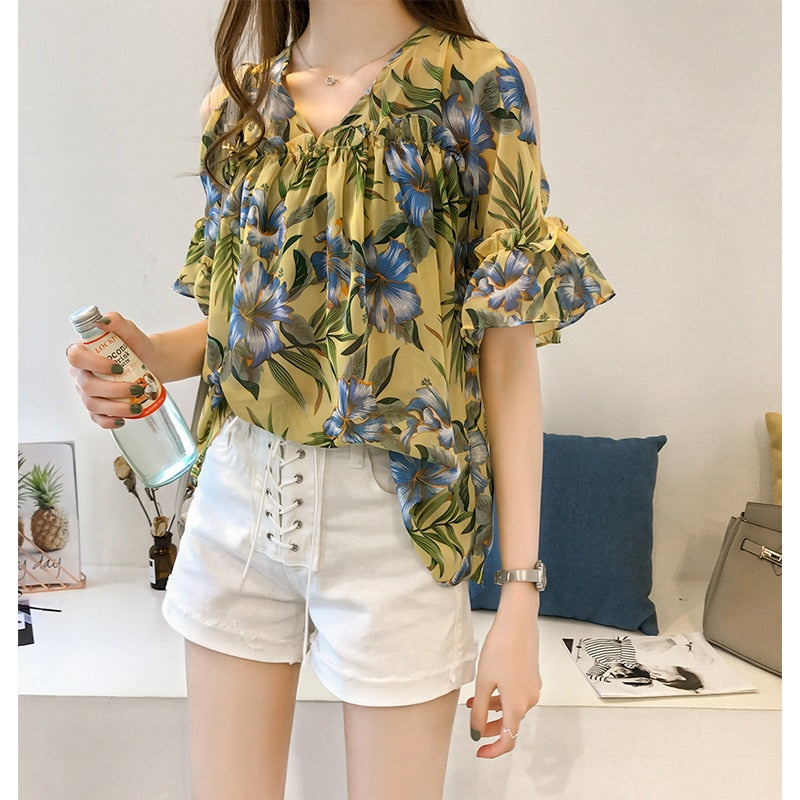 New Fashion Sweet Style Women Clothing Printed Casual Plus Size Women Tops Short Sleeved Blouses Loose Women Shirts 0615 40