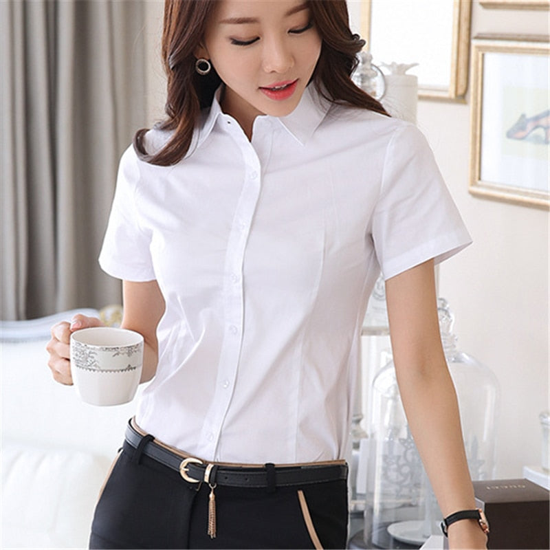 Korean Fashion Women Button Up Shirt Elegant Women COTTON Blouses Woman White Shirts Blusas Mujer De Moda Women Tops