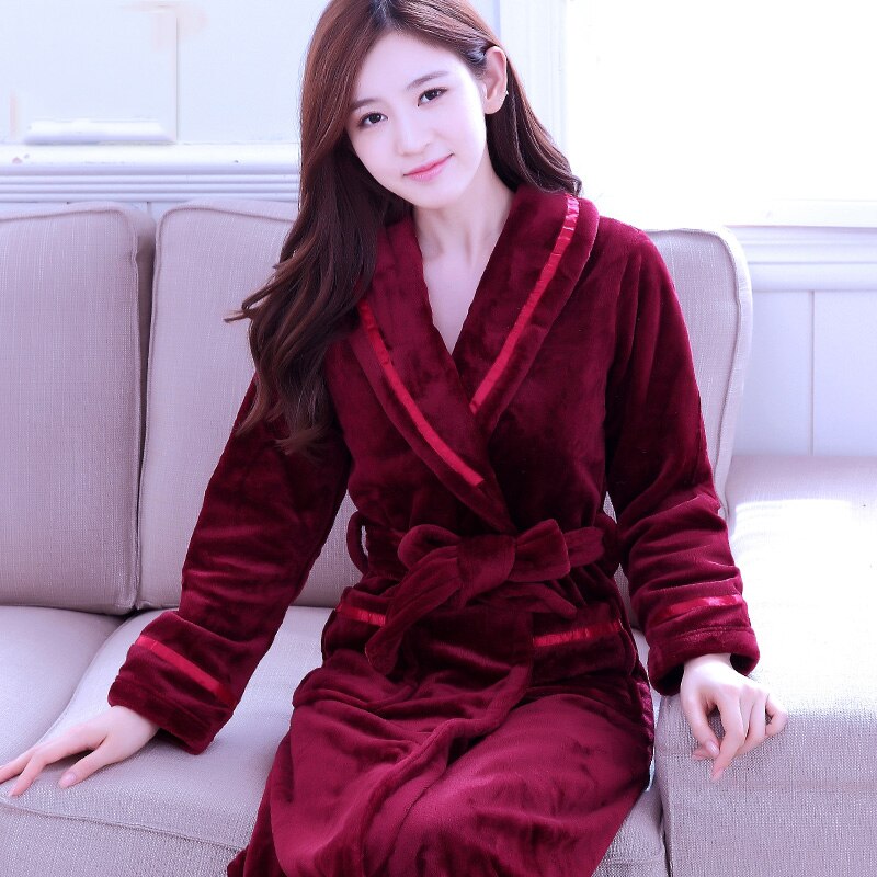 Women Robes Winter Warm Coral Fleece Nightdress Sleepwear Female Pajamas Home Clothes Floral Dressing Gron Kimono Hotel Bathrobe