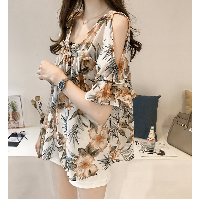 New Fashion Sweet Style Women Clothing Printed Casual Plus Size Women Tops Short Sleeved Blouses Loose Women Shirts 0615 40