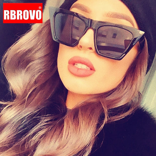 RBROVO 2021 Cateye Retro Sunglasses Women Luxury Brand Glasses Women Vintage Eyewear for Women/Men Mirror Oculos De Sol Feminino
