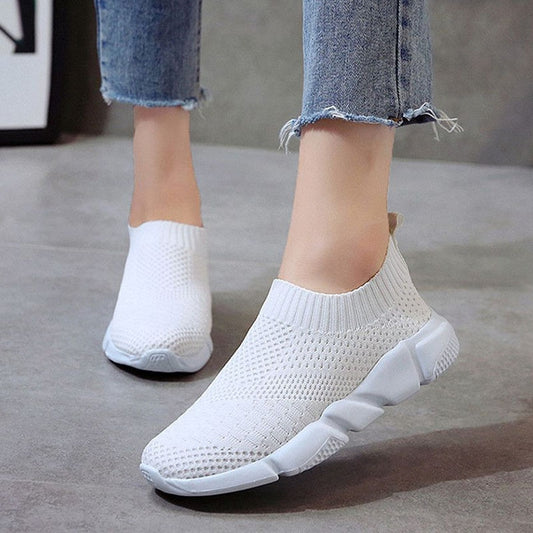 Women Shoes Solid Color Sneakers Women Breathable Slip On Flats Shoes Soft  Sneakers Casual Women Flats Hollow Out Female Shoes