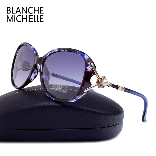 Blanche Michelle 2021 High Quality Polarized Sunglasses Women Brand Designer UV400 Gradient Sun Glasses Pearl oculos With Box