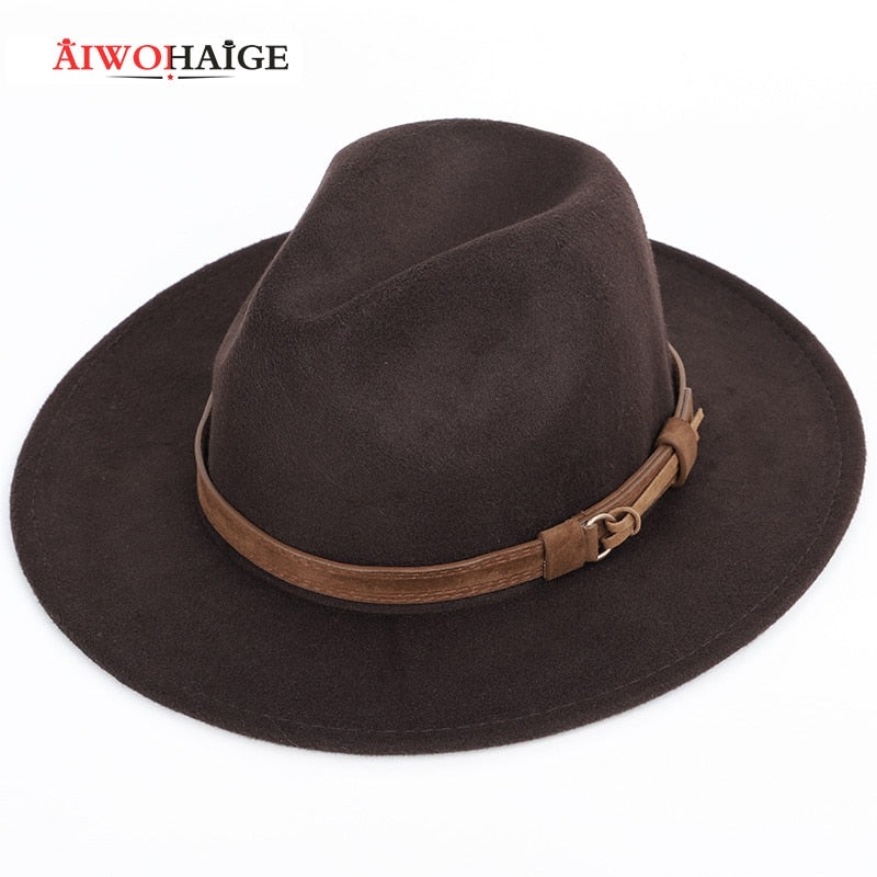 2021 Autumn winter men&#39;s fedoras women&#39;s felt hat Ladies sombrero jazz Male bowler hat outdoor vintage top hats large size