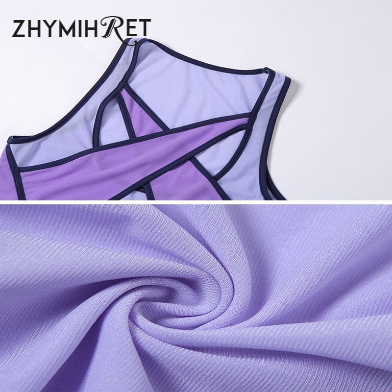 ZHYMIHRE See Through Mesh Hollow Out Bodysuit Women 2022 Summer Purple Patchwork Bodys Sexy Swimwear Female Festival Outfit
