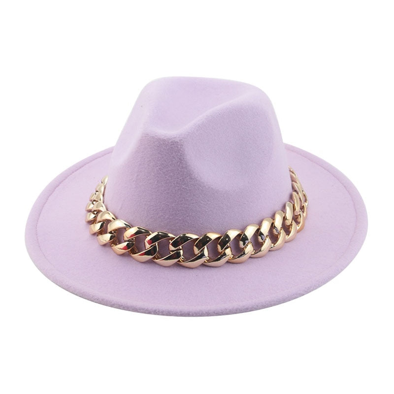 Women Hat Luxury Wide Brim Thick Gold Chain fascinator Beige Hats for Men Women Panama Cowboy Hat Fedora Hats Sombrero Hombre