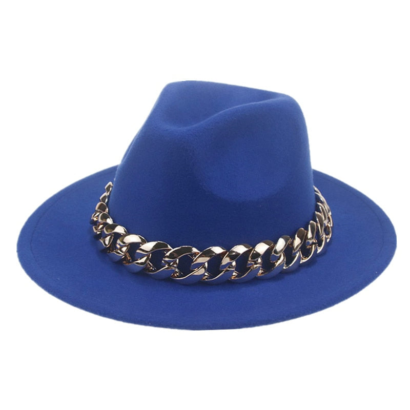 Women Hat Luxury Wide Brim Thick Gold Chain fascinator Beige Hats for Men Women Panama Cowboy Hat Fedora Hats Sombrero Hombre