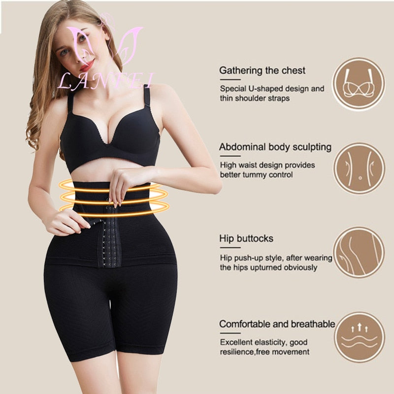 LANFEI Womens Firm Tummy Control Butt Lifter Shapewear High Waist Trainer Body Shape Thigh Slim Girdle Panties with Hook