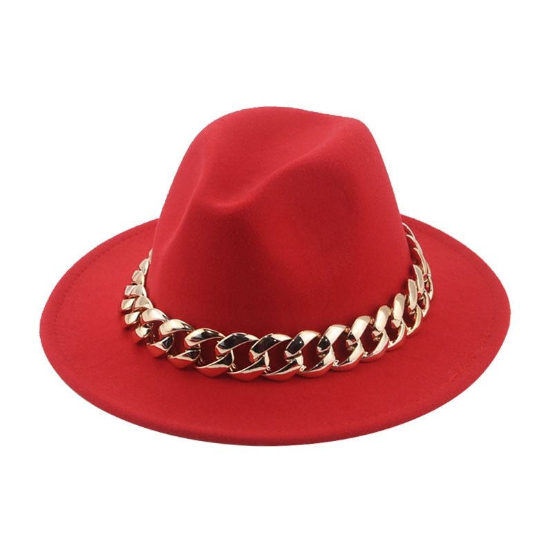 Women Hat Luxury Wide Brim Thick Gold Chain fascinator Beige Hats for Men Women Panama Cowboy Hat Fedora Hats Sombrero Hombre