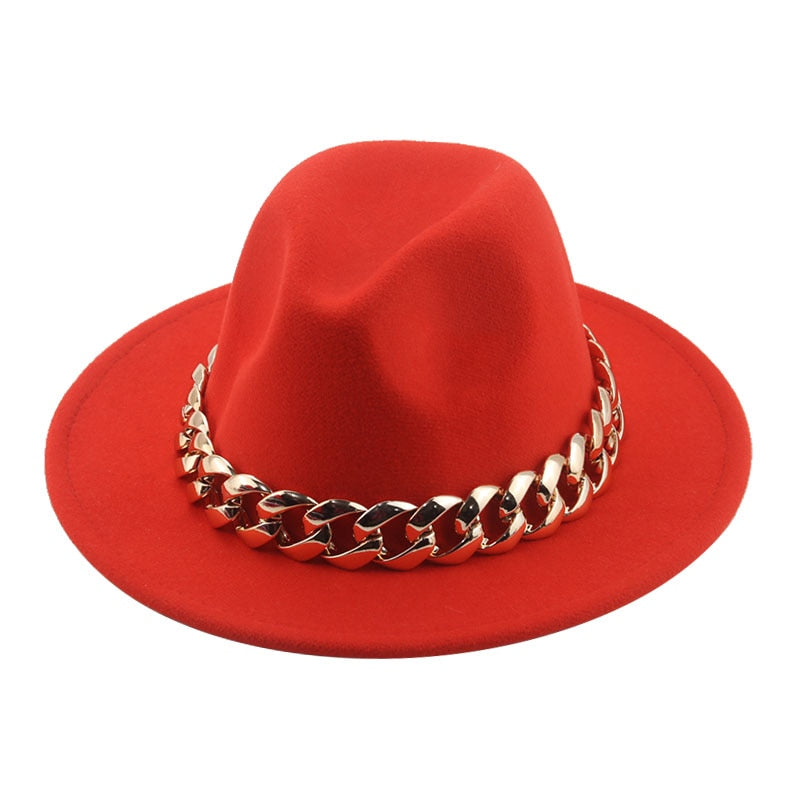 Women Hat Luxury Wide Brim Thick Gold Chain fascinator Beige Hats for Men Women Panama Cowboy Hat Fedora Hats Sombrero Hombre