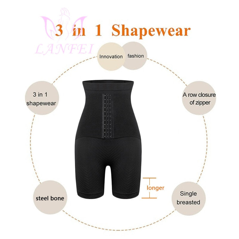 LANFEI Womens Firm Tummy Control Butt Lifter Shapewear High Waist Trainer Body Shape Thigh Slim Girdle Panties with Hook