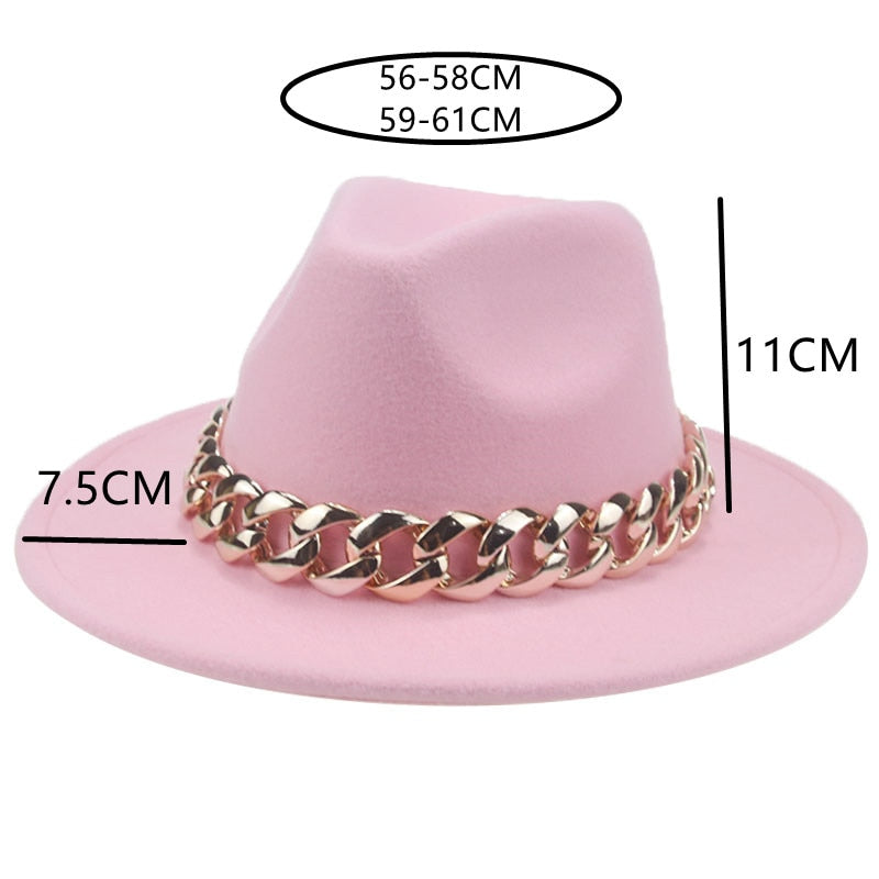 Women Hat Luxury Wide Brim Thick Gold Chain fascinator Beige Hats for Men Women Panama Cowboy Hat Fedora Hats Sombrero Hombre