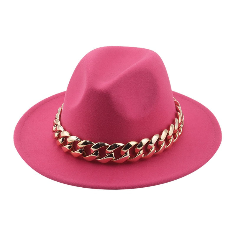 Women Hat Luxury Wide Brim Thick Gold Chain fascinator Beige Hats for Men Women Panama Cowboy Hat Fedora Hats Sombrero Hombre