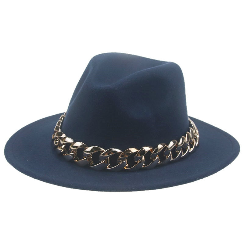 Women Hat Luxury Wide Brim Thick Gold Chain fascinator Beige Hats for Men Women Panama Cowboy Hat Fedora Hats Sombrero Hombre