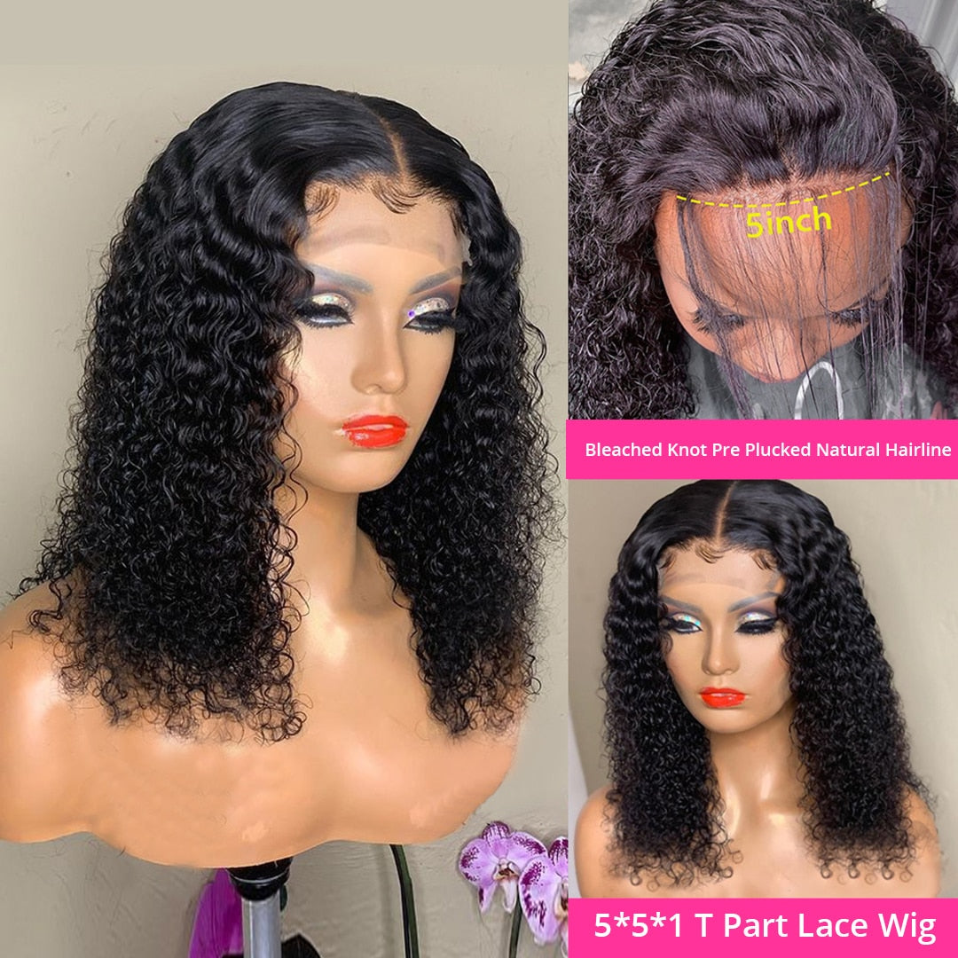 Cexxy Short Curly Bob Lace Front Human Hair Wigs PrePluck With Baby Hair Deep Wave Frontal Wig For Women Water Wave Lace Wigs