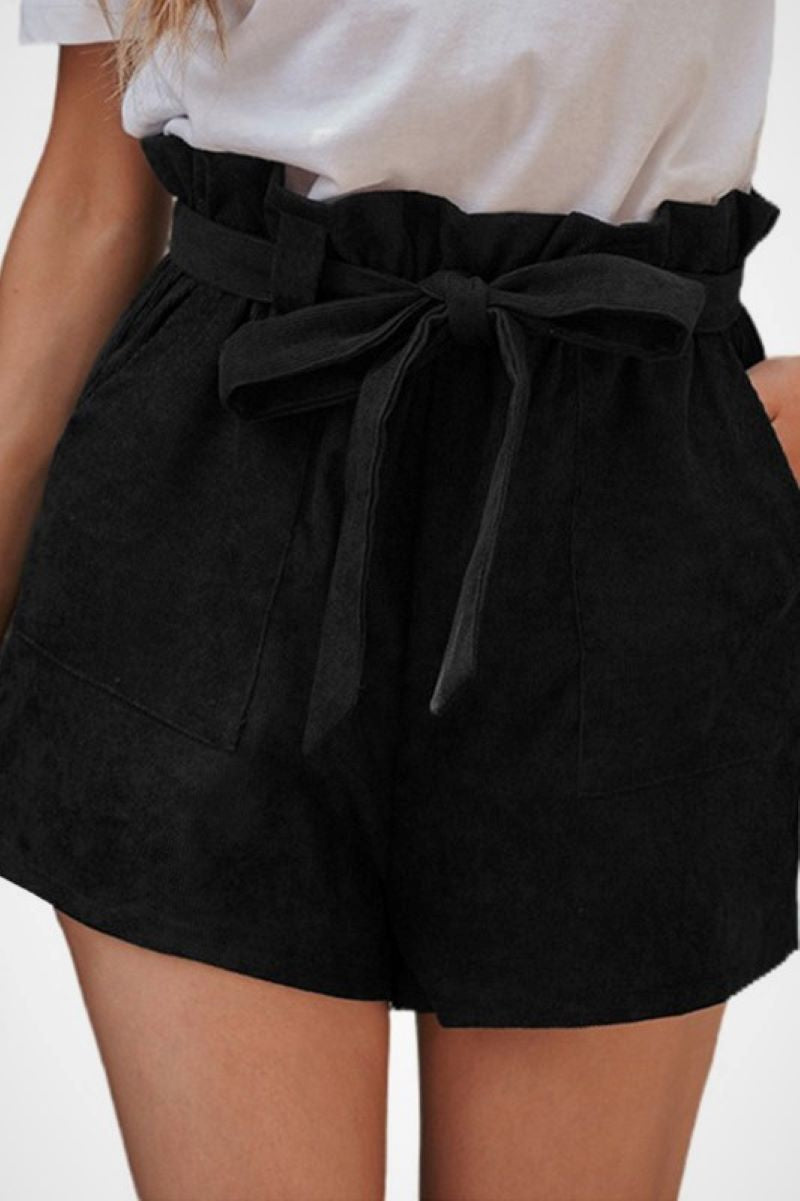 Belted Paper Bag Waist Shorts